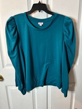 LuLaRoe Teal Puff Sleeve Sweatshirt